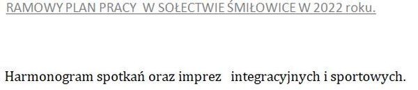 Harmonogram spotka oraz imprez   integracyjnych i sportowych 2022